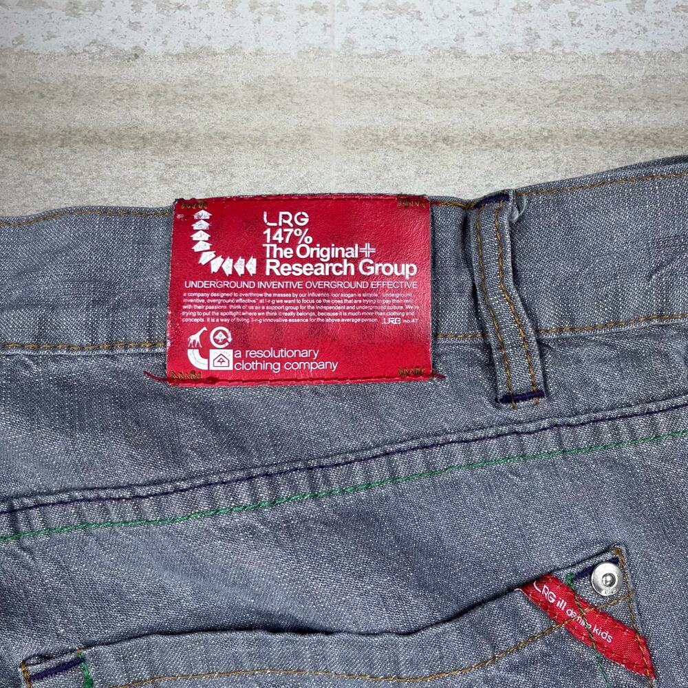 Vintage Y2K LRG Skater Wide Leg Jeans 42x34 Baggy Smoke Grey Wash Denim Rap - Picture 4 of 5